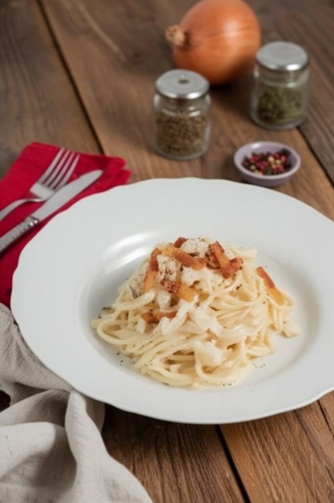 Tonnarelli alla gricia with cod