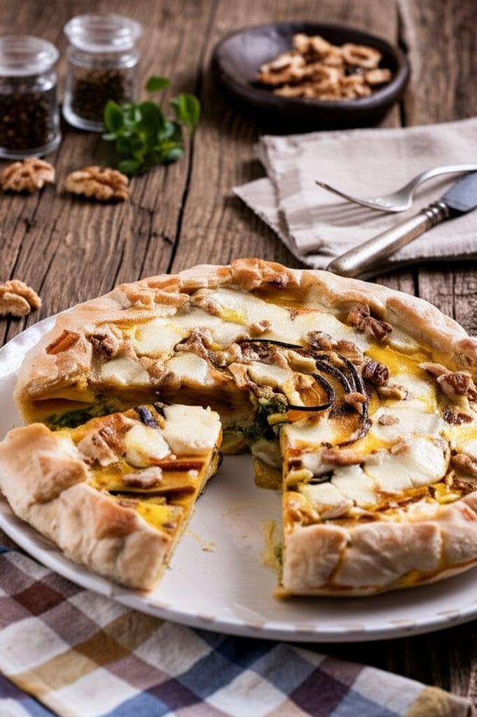 Whole Wheat Savory Tart with Pumpkin and Rapini