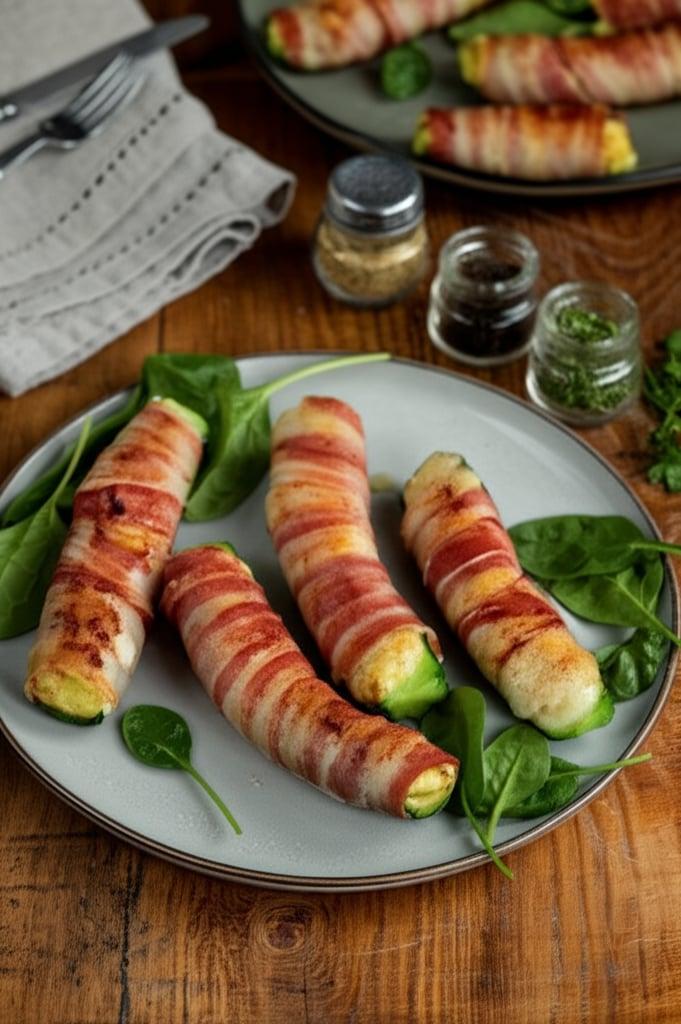 Zucchini aus dem Ofen mit Speck